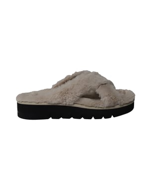 Stuart Weitzman Roza Lift Slides Sandalen in Crème Nepp Console