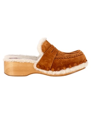 Chloé Joy Slippers In Bruin Suède