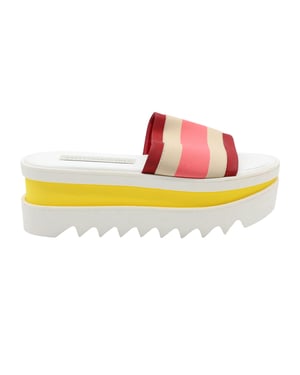 Stella McCartney Kleurblok Platform Slippers in Witte Faux Leer