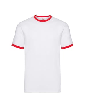 Fruit of the Loom Unisex Ringer T-shirt voor volwassenen (Wit/rood)