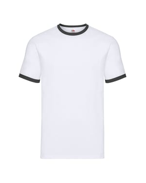 Fruit of the Loom Unisex Ringer T-shirt voor volwassenen (Wit/zwart)