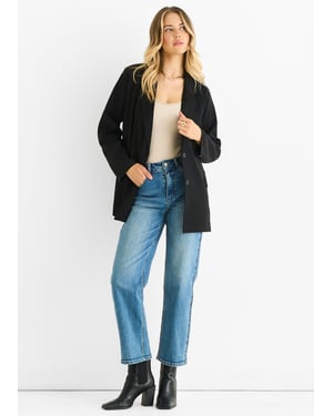 Zwarte oversized gedrapeerde blazer