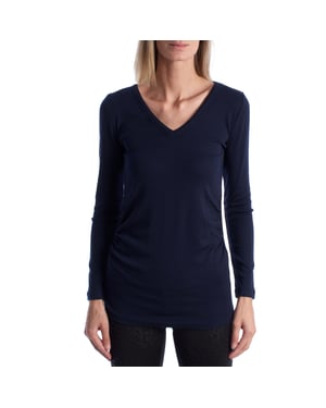 Modern positie T-shirt met V-hals en lange mouwen 719653 Dames