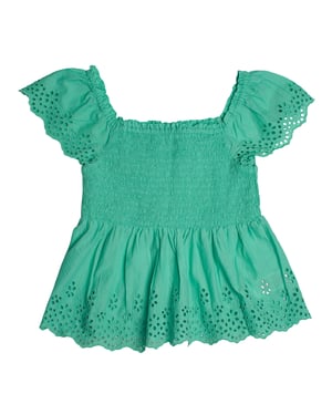 Korte blouse met geborduurde oogjes 557992 voor meisjes