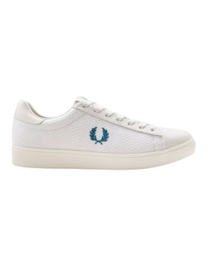 Fred Perry Blue Laurel Wreath Logo Witte Sneaker