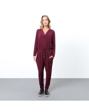 Lange sportieve jumpsuit met kap