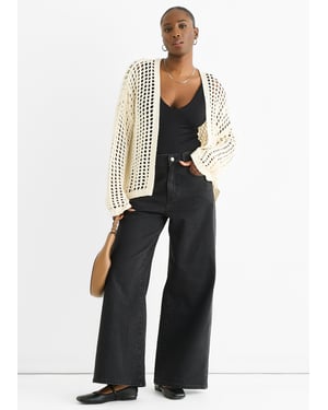 Crème Open Gebreide Rand-tot-Rand Cardigan