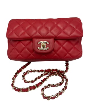 Chanel Classic Double Flap Klein Rood Lamsleer Goud