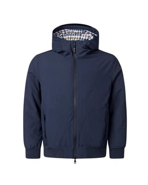 Aquascutum Heren Actieve Gevoerde Jas met Capuchon (Marineblauw)