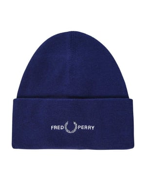 Fred Perry Beanie met grafisch logo voor volwassenen (Franse marine)