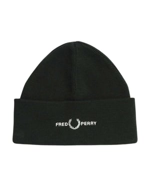 Fred Perry Beanie met grafisch logo voor volwassenen (Donkergroen)