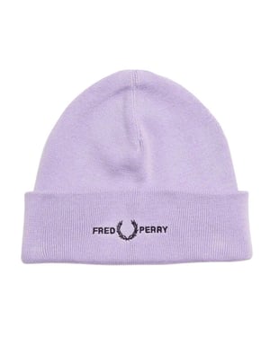 Fred Perry Beanie met grafisch logo voor volwassenen (Lila)