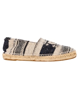 Chanel Gestreepte Captoe CC Espadrilles in Meerkleurig Canvas