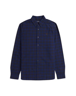 Fred Perry Heren Tartan shirt met lange mouwen (Marineblauw)