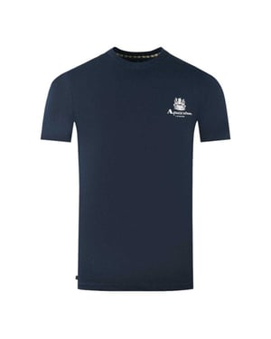 Aquascutum Heren Londen Aldis Logo T-Shirt (Marineblauw)