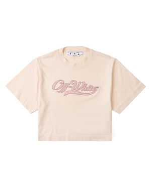 Off-white Geborduurd Honkballogo Cropped Tee Beige