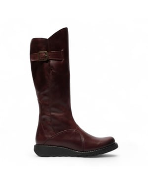 Fly London Dames MOL 2 Leren Wedge Heel Kniehoge Laarzen met Ritssluiting