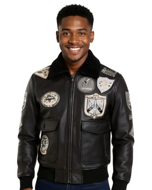 Heren True Black Top Gun A2 leren bomberjack - Perth