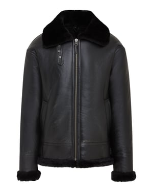Heren zwarte Pilot B3 Flying Shearling schapenvacht WWII Bomber pilotenjack