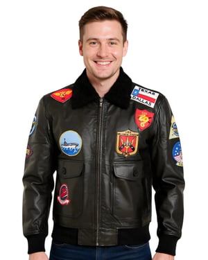 Heren Zwart Top Gun A2 Leren Bomberjack - Perth