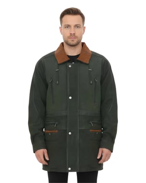 Heren groene nubuck leren parka jas - Gatton