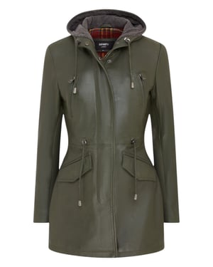 Groene, halflange parka met capuchon voor dames - Oakengates