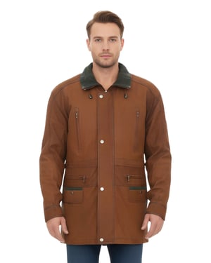 Heren bruine nubuck leren parka jas - Gatton