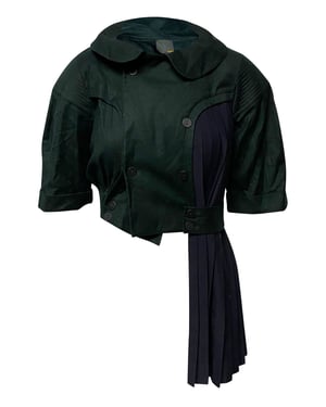 Fendi Dubbelzijdige Verkorte Parka met Plissé Detail in Groene Virgin Wool