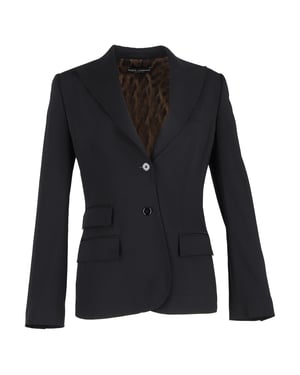 Dolce & Gabbana Gabardine Turlington Blazer in Zwart Virgin Wol