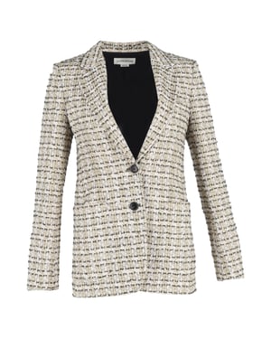 Victoria Beckham Enkelvoudig Gelaagd Blazer in Beige Katoen Tweed