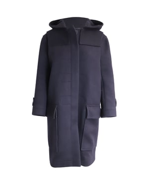 Celine Gewatteerde Jas met Capuchon in Marineblauwe Lana Vergine