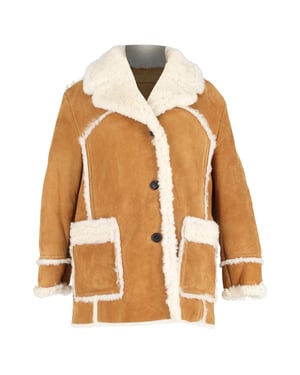 Miu Miu Sherpa Effen Colbert met Zakken in Bruin Suède