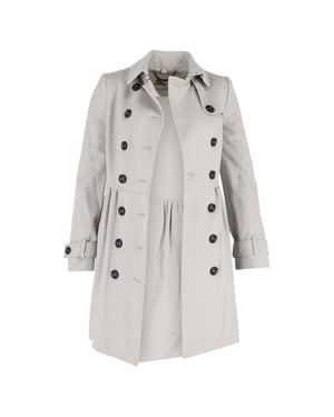 Burberry Dubbelgebreid Trenchcoat in Grijze Katoen