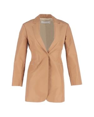 Victoria Beckham Enkele-Geknoopte Blazer in Bruin Katoen