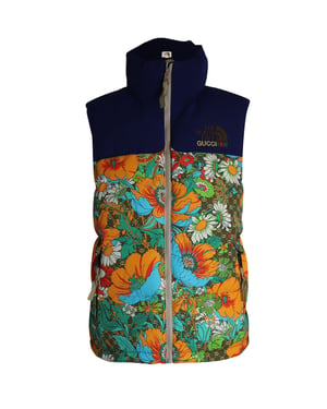 Gucci x The North Face Bloemen Gevoerde Vest in Multicolor Polyamide