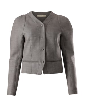 Balenciaga Op Maat Gemaakt Jasje met Puff Mouwen in Grijze Wol