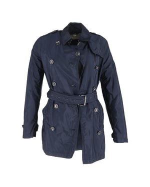 Burberry Dubbelgekoopt Gekleed Peacoat met Ceintuur in Marineblauwe Nylon