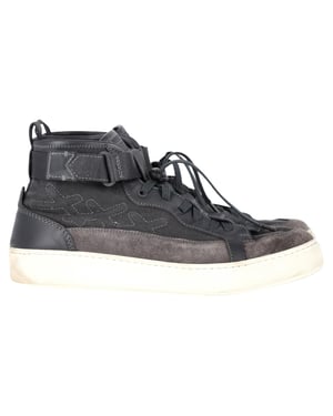 Ermenegildo Zegna Couture Hoge Sneakers van Zwart Canvas en Leer