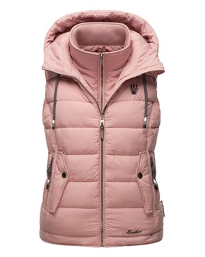 Marikoo dames gewatteerd vest – Taisaa, licht met capuchon & snackvak