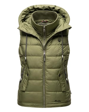 Marikoo dames gewatteerd vest – Taisaa, licht met capuchon & snackvak