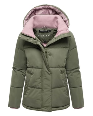 Marikoo dames gewatteerde jas Omariaa met colorblock & afneembare capuchon