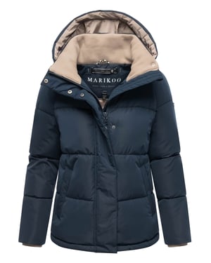 Marikoo dames gewatteerde jas Omariaa met colorblock & afneembare capuchon