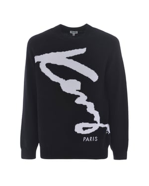 Kenzo Signature Zwarte Gebreide Trui