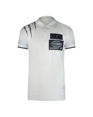 Plein Sport Gekraste Schouder Wit Poloshirt