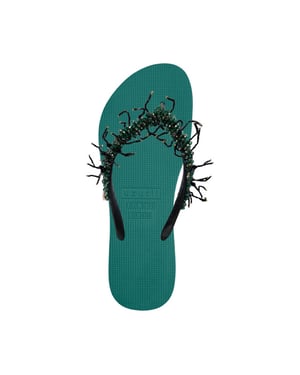 Bahia zwarte teenslippers bosgroen