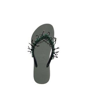 Bahia zwarte teenslippers legergroen