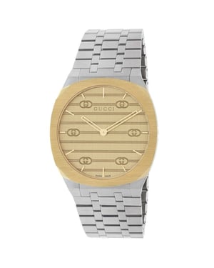 Gucci YA163403 25H Unisex Quartz horloge - 34mm Goud Roestvrij Staal