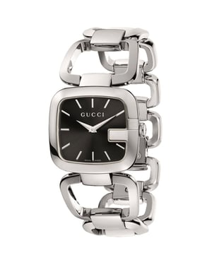 Gucci YA125407 G Horloge van roestvrij staal met zwarte wijzerplaat voor dames
