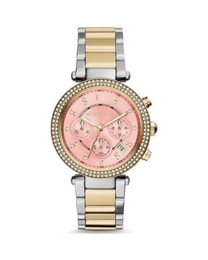 Stijlvol Michael Kors MK6140 Parker dameshorloge met roze wijzerplaat