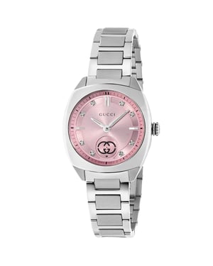 Gucci YA142511 In elkaar grijpende Quartz dameshorloge 29mm - Elegant Zilverkleurig Timepiece